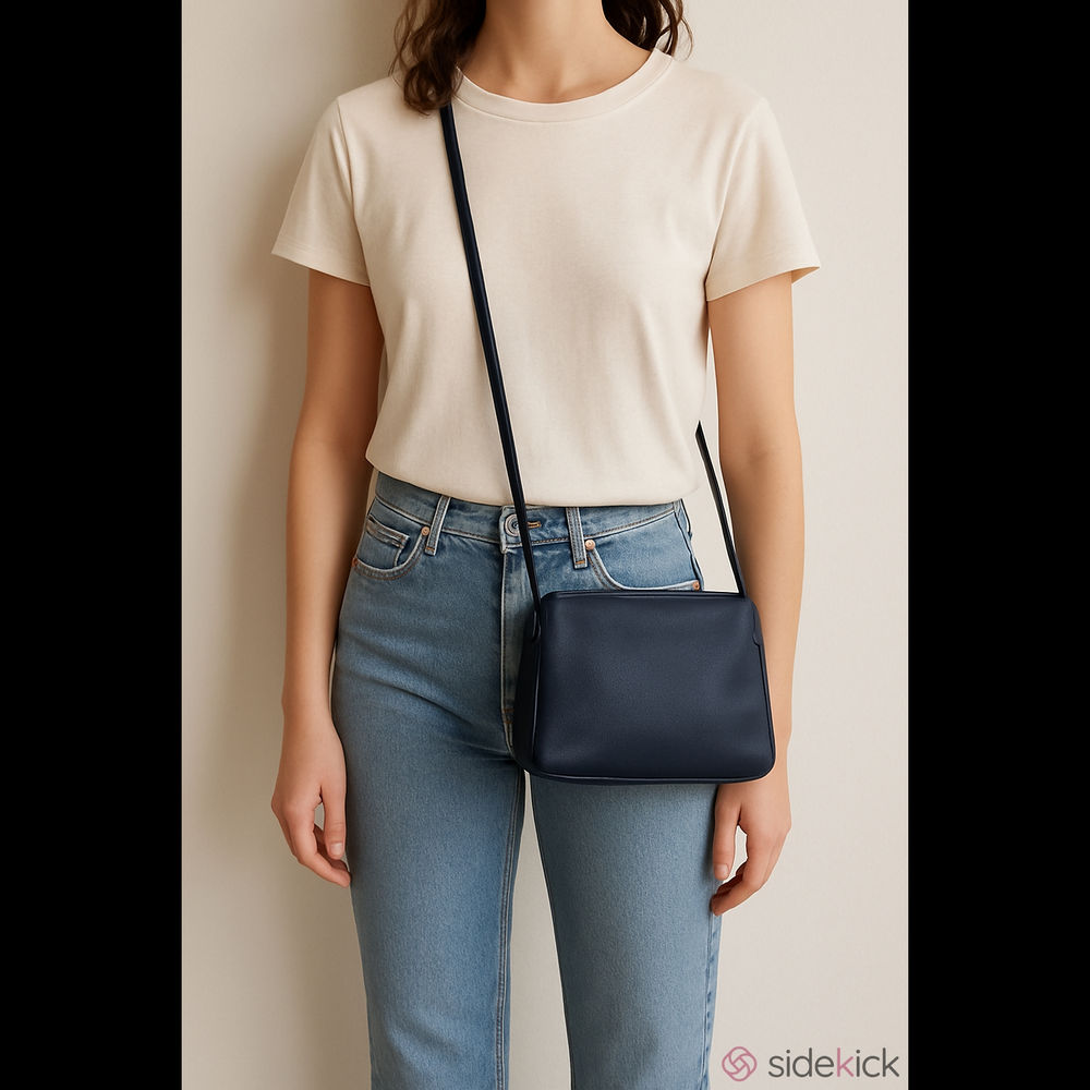 DiaMicci Small Navy Blue Genuine Leather Purse Bag